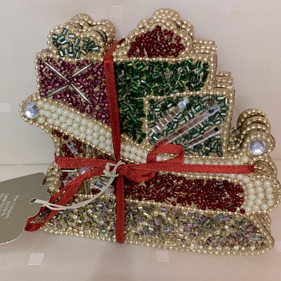 Pier 1 Holiday Beaded Sleigh Coasters